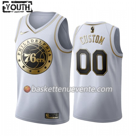 Maillot Basket Philadelphia 76ers Personnalisé 2019-20 Nike Blanc Golden Edition Swingman - Enfant